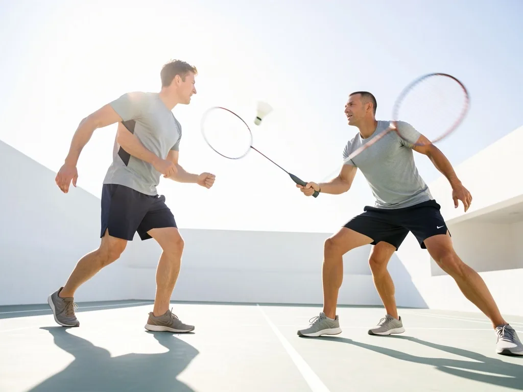 Joueurs de badminton en action