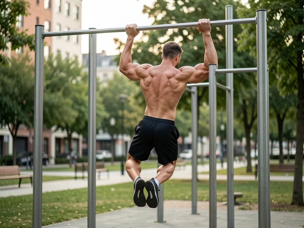Tractions sur barre en plein air