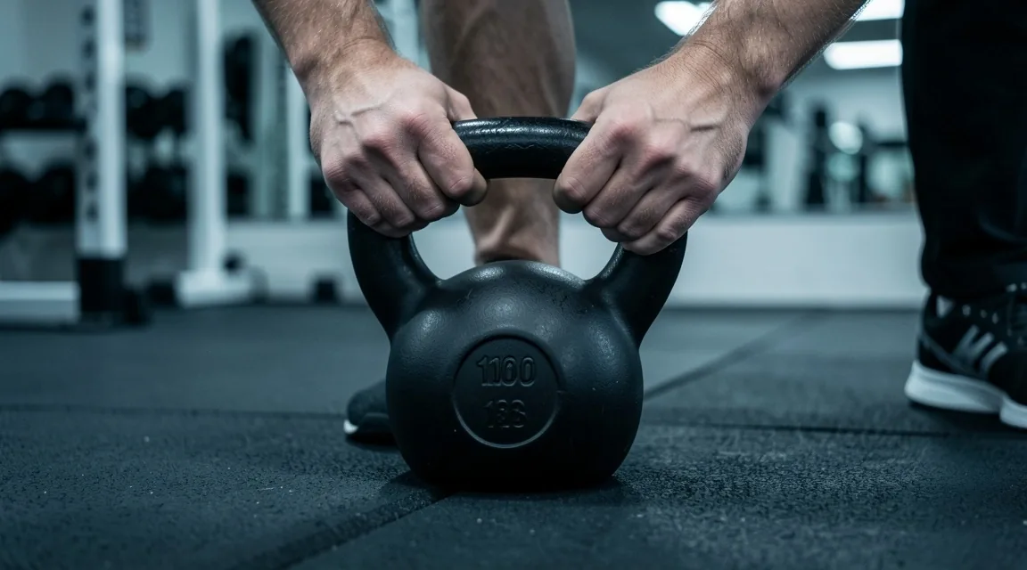Coach plaçant un kettlebell au sol